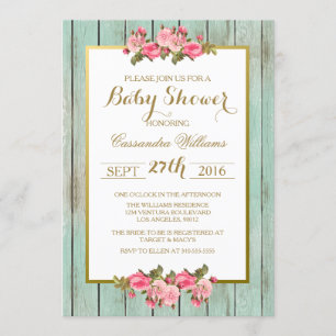 Blush and Mint - Baby Shower Floral Invitation