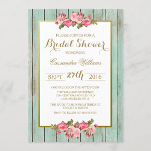 Blush and Mint - Bridal Shower Floral Invitation