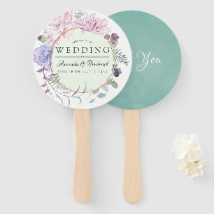 Blush and Mint Floral Geometric Wedding Favour Hand Fan