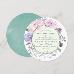 Blush and Mint Floral Geometric Wedding Invitation