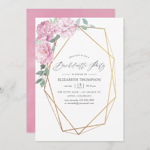 Blush and Mint Geometric Floral Bachelorette Party Invitation