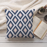 Blush and Navy Diamond Ikat Pattern Cushion<br><div class="desc">Our chic ikat throw pillow features versatile, on-trend hues of blush pink and navy blue, accented with medium charcoal grey. Diamond pattern has the characteristic resist-dyed, blurry look of traditional ikats. Looking for this design on another product you don't see in my shop? Or prefer a custom colour combo? Contact...</div>