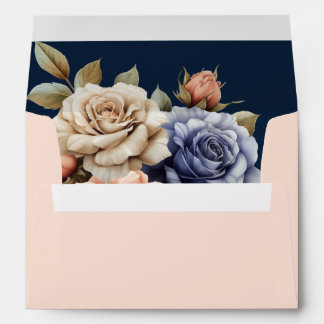 Blush and Navy Floral Dream Wedding  Envelope