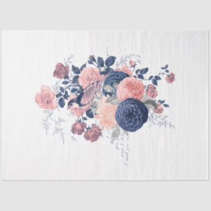 Blush and Navy Floral Ephemera Series Design 16 Tissue Paper
