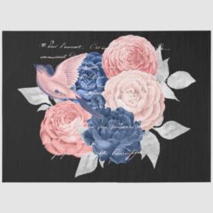 Blush and Navy Floral Ephemera Series Design 2 Tissue Paper
