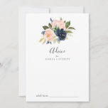 Blush and Navy Flowers | White Wedding Advice Card<br><div class="desc">This blush and navy flowers white wedding advice card is perfect for a floral wedding and can be used for any event. The classic and elegant design features modern watercolor navy blue and blush pink flowers. These advice cards can be used as a guestbook alternative for a wedding reception, bridal...</div>