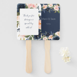 Blush and Navy Wedding Hand Fans 