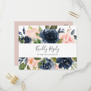 Blush and Navy   White Song Request RSVP Postcard