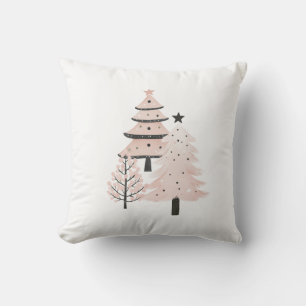 Blush and Neutral Christmas Tree Decorative Pillow