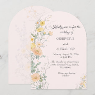 Blush and Peach Wildflower Arch Wedding Invitation