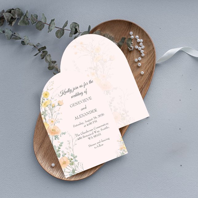 Blush and Peach Wildflower Arch Wedding Invitation (Creator Uploaded)