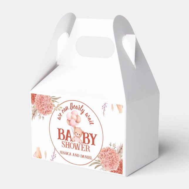 Blush and Pink Bear Baby Shower Favour Box (Back Side)