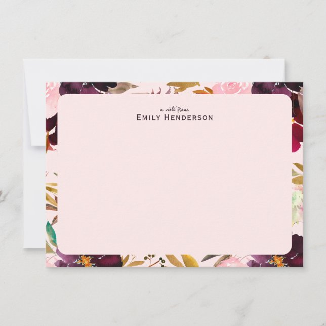 Blush and Plum Peony Floral Frame  Card (Front)