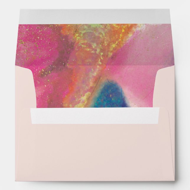Blush and Rainbow Watercolor Envelope w/ Address (Back (Bottom))
