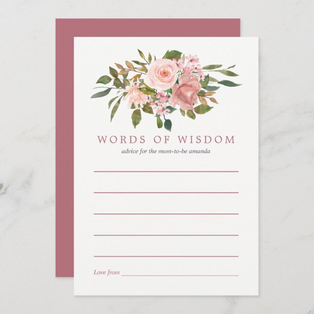 Blush and Rose Gold Baby Shower Advice for Mum Invitation (Front/Back)