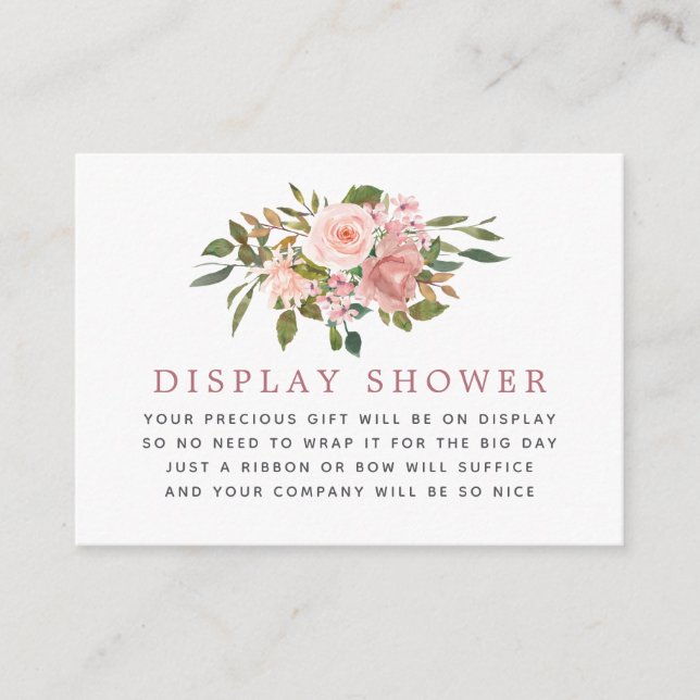 Blush and Rose Gold Baby Shower Display Shower Enclosure Card (Front)