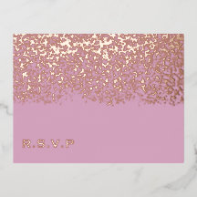 Blush and Rose Gold Foil Wedding RSVP Card