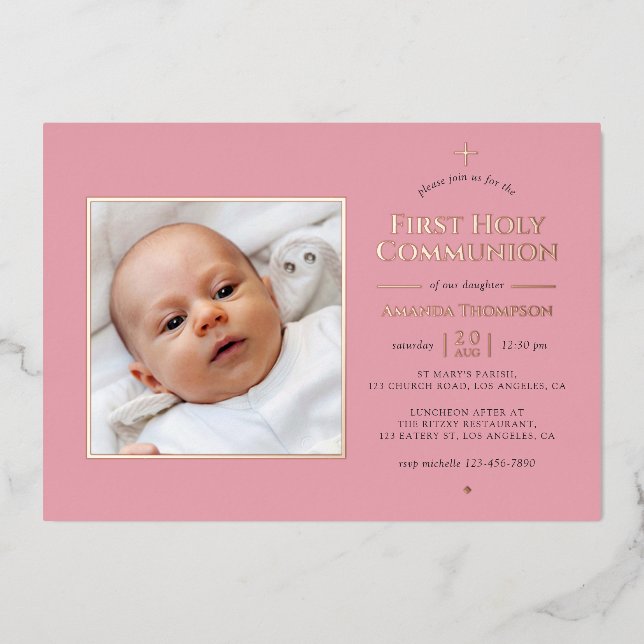 Blush and Rose Gold Geometric Holy Communion (Front)