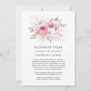 Blush and Rose Gold Reduced Wedding Guest List Announcement