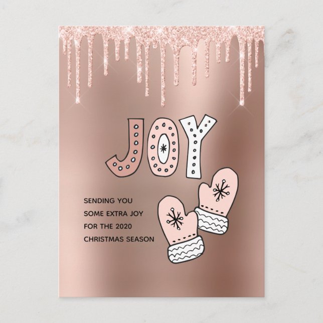Blush and Rose Gold Sending Joy for Christmas 2020 Holiday Postcard (Front)