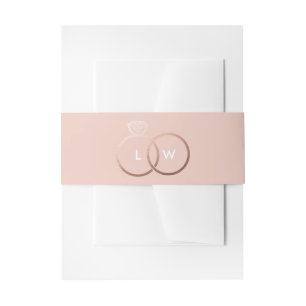 Blush and Rose Gold Wedding Ring Monogram Invitation Belly Band