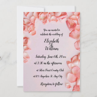 Blush and Rose Petals  Invitation