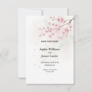 Blush and Sage Cherry Blossom Ethereal Romantic Save The Date