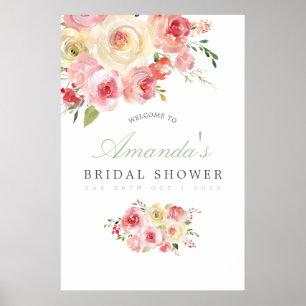 Blush and Sage Floral Bridal Shower Welcome Poster