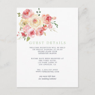 Blush and Sage Green Floral Wedding Guest Details Enclosure Card