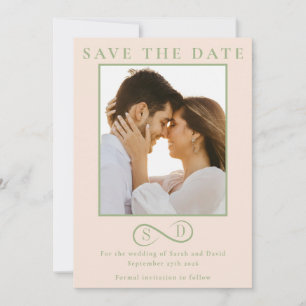 Blush and Sage Infinity Wedding Minimalist Modern Save The Date