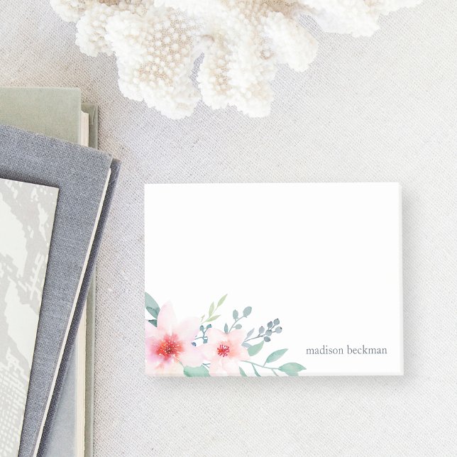 Blush and Sage Watercolor Floral Post-it Notes (Creator Uploaded)