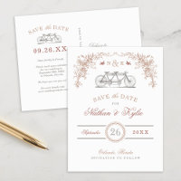Blush and Taupe Vintage Bicycle Save the Date