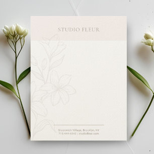 Blush and White Chic Minimal Floral Letterhead