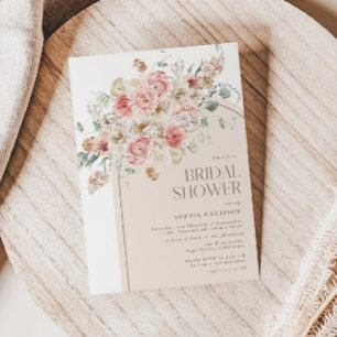 Blush and White Floral Arch Bridal Shower Invitation