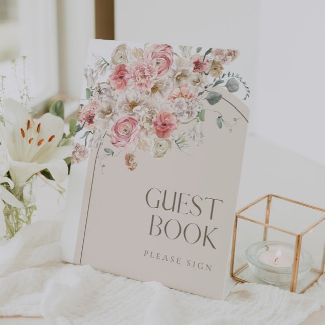Blush and White Floral Arch Guest Book Sign (Creator Uploaded)