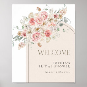 Blush and White Floral Arch Welcome Poster