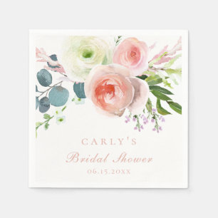 Blush and White Floral Garden Bouquet Napkin