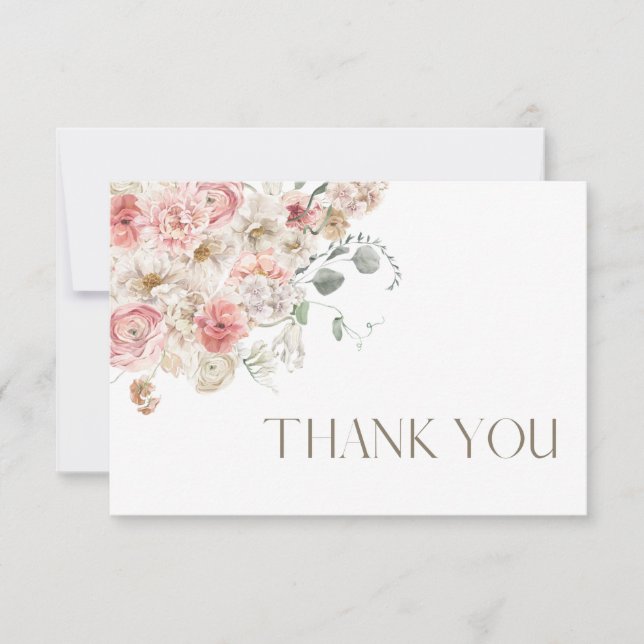 Blush and White Floral Thank You Card (Front)