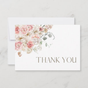 Blush and White Floral Thank You Card