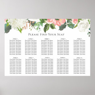 Blush and White Floral Wedding Seating Chart