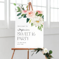 Blush and White Flowers Garden Sweet 16 Party