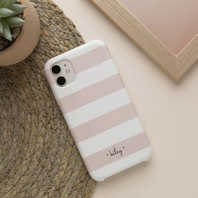 Blush and White Stripe Personalised Case-Mate iPhone Case (Creator Uploaded)