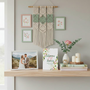 Blush and white watercolor floral wedding   plaque