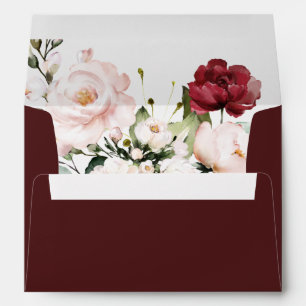 Blush and Wine Floral Return Address Burgundy Envelope