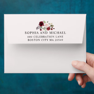 Blush and Wine Floral Return Address Pink Envelope