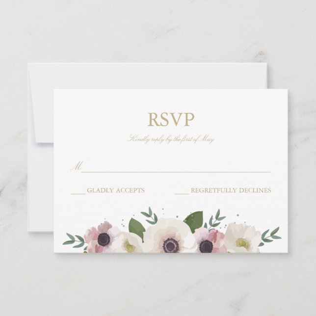 Blush Anemone Bouquet RSVP Card (Front)