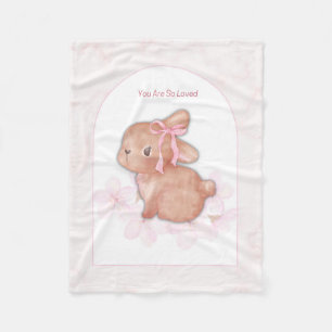 Blush Animal Nursery Wall Art Set   Bunny, Teddy  Fleece Blanket