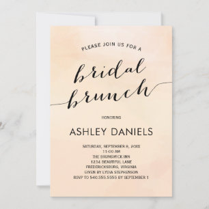 Blush Apricot Watercolor Bridal Brunch Invitation