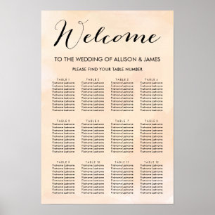 Blush Apricot Watercolor Wedding Seating Chart