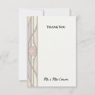Blush Art Deco Wedding Thank You Card